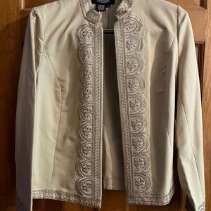 Peck & Peck Gold/Straw Colored Embroidered Blazer